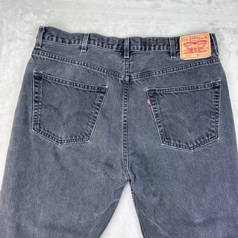 Y2K Levi 550 Jeans Mens 40 Gray Relaxed Fit Tapered Leg Denim Streetwear 2005